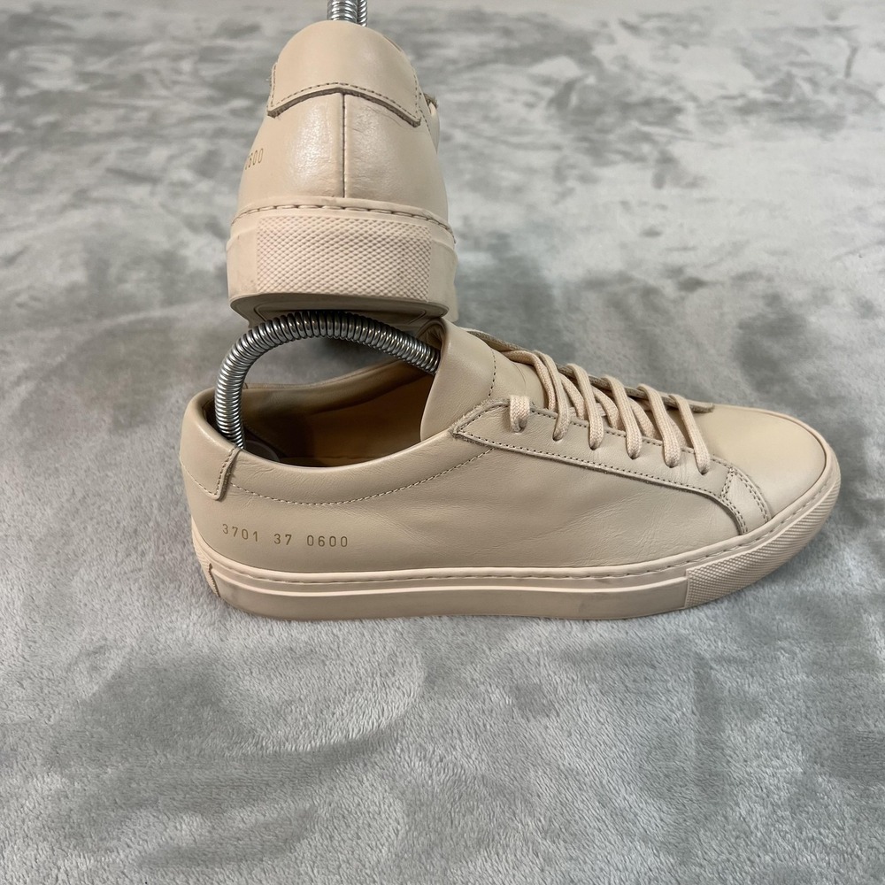 Common Projects Achilles Low Shoes Womens Size 7 Beige Leather Sneakers Italy - Picture 5 of 16